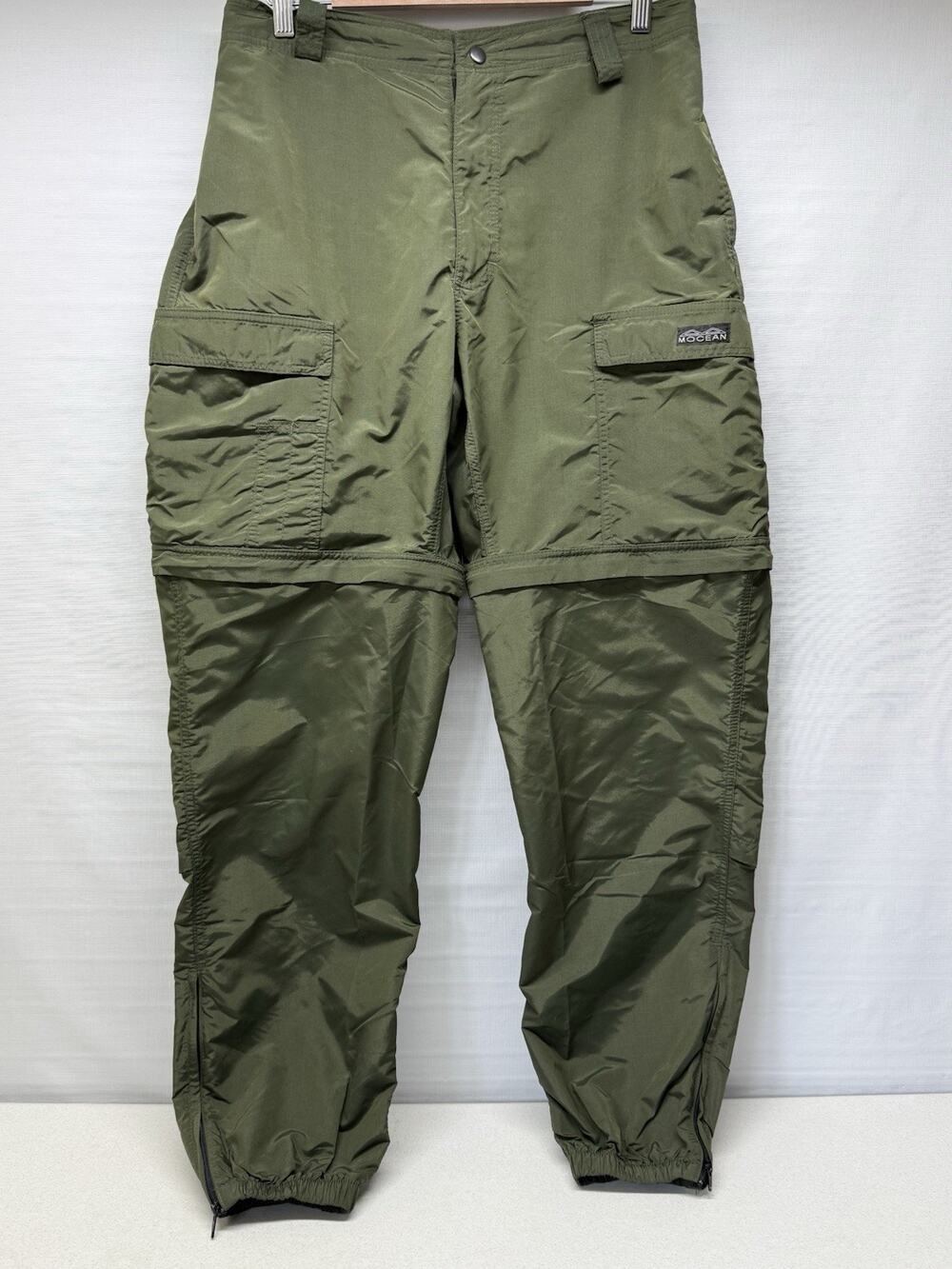 VTG Mocean Convertible Utliity Tactical Pants Green Nylon Made In USA Size XL